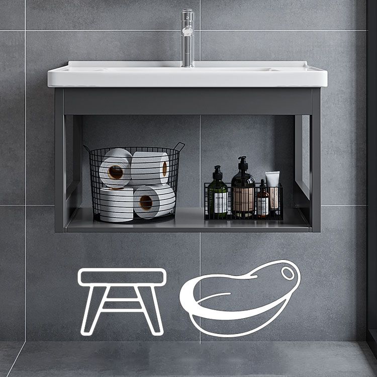 Bathroom Sink Vanity Rectangular Sink Storage Shelf Sink Vanity Clearhalo 'Bathroom Remodel & Bathroom Fixtures' 'Bathroom Vanities' 'bathroom_vanities' 'Home Improvement' 'home_improvement' 'home_improvement_bathroom_vanities' 1200x1200_0f3b5631-23cf-49a5-b042-e07fbb93d9c8