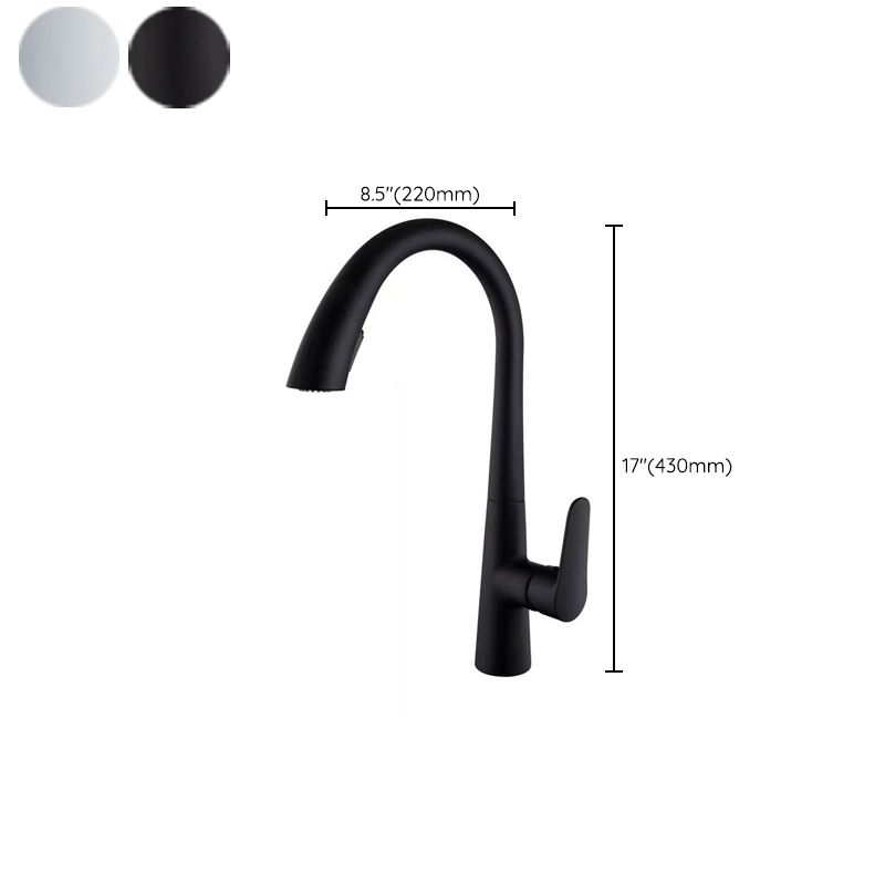 Contemporary Kitchen Sink Faucet Copper Swivel Spout with Pull out Faucet Clearhalo 'Home Improvement' 'home_improvement' 'home_improvement_kitchen_faucets' 'Kitchen Faucets' 'Kitchen Remodel & Kitchen Fixtures' 'Kitchen Sinks & Faucet Components' 'kitchen_faucets' 1200x1200_0f403e2b-eb5d-49db-b5e8-c123482e30c4