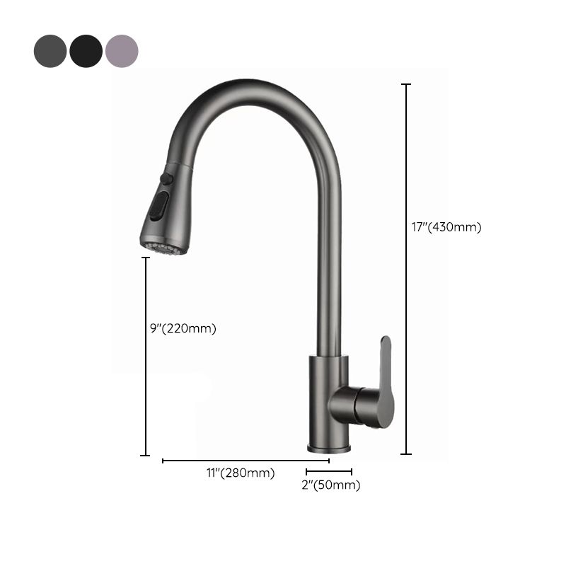 Modern Style Kitchen Faucet Stainless Steel 1-Handle Retractable Kitchen Faucet Clearhalo 'Home Improvement' 'home_improvement' 'home_improvement_kitchen_faucets' 'Kitchen Faucets' 'Kitchen Remodel & Kitchen Fixtures' 'Kitchen Sinks & Faucet Components' 'kitchen_faucets' 1200x1200_0f6cd498-a5c7-4a2c-998d-8d6f196726f7