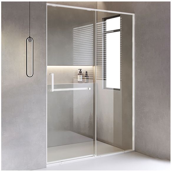 Semi Frameless Shower Bath Door Single Sliding Tempered Shower Doors Clearhalo 'Bathroom Remodel & Bathroom Fixtures' 'Home Improvement' 'home_improvement' 'home_improvement_shower_tub_doors' 'Shower and Tub Doors' 'shower_tub_doors' 'Showers & Bathtubs' 1200x1200_0f8ba31a-5aaf-4f4b-8c9e-c48d0f236da2