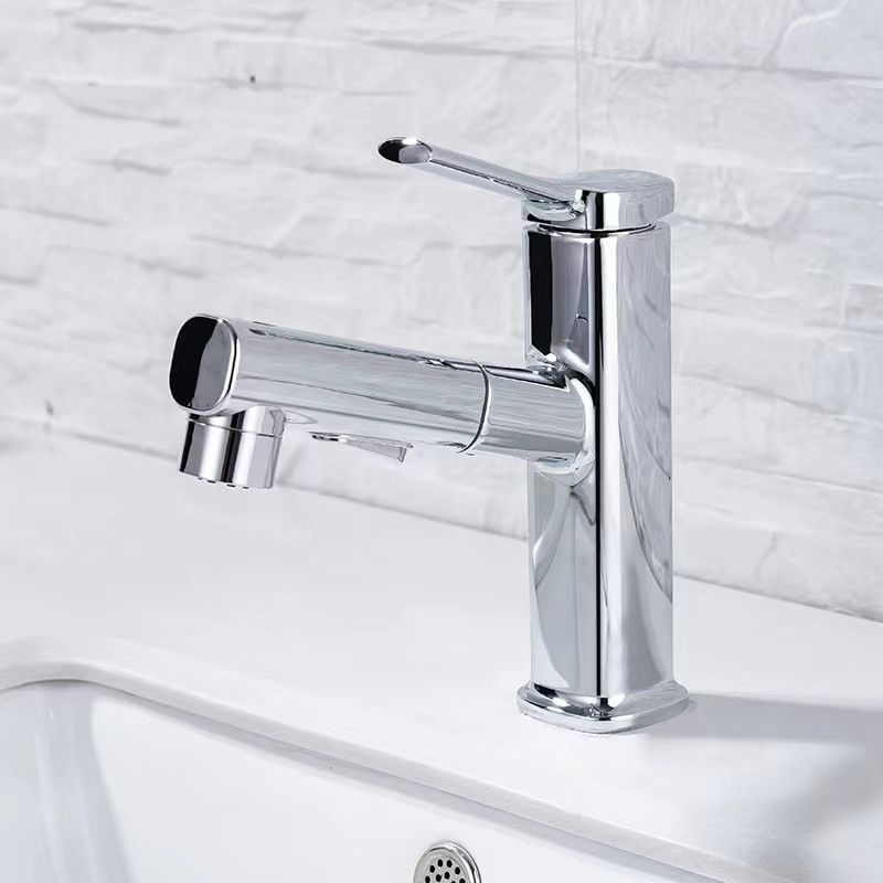 Contemporary Vessel Faucet Pull-out Centerset Faucet with Swivel Spout Clearhalo 'Bathroom Remodel & Bathroom Fixtures' 'Bathroom Sink Faucets' 'Bathroom Sinks & Faucet Components' 'bathroom_sink_faucets' 'Home Improvement' 'home_improvement' 'home_improvement_bathroom_sink_faucets' 1200x1200_0f8c6fcc-796a-4309-a164-4a0f97bfb285