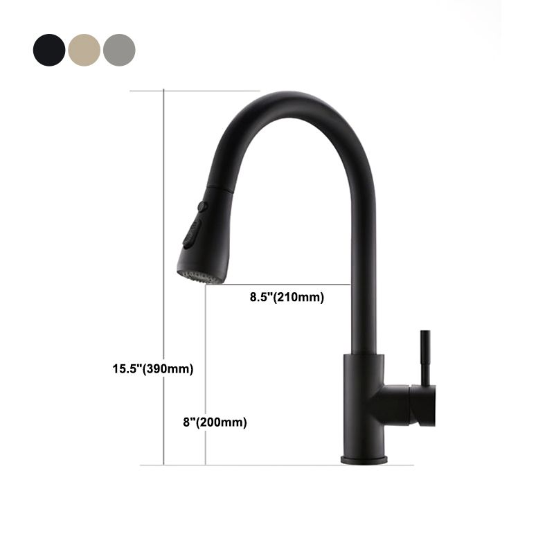 Modern Kitchen Faucet Stainless Steel Single Handle High Arc Retractable Kitchen Faucet Clearhalo 'Home Improvement' 'home_improvement' 'home_improvement_kitchen_faucets' 'Kitchen Faucets' 'Kitchen Remodel & Kitchen Fixtures' 'Kitchen Sinks & Faucet Components' 'kitchen_faucets' 1200x1200_0f9d4a1c-9105-48b4-9198-0d33b1115184