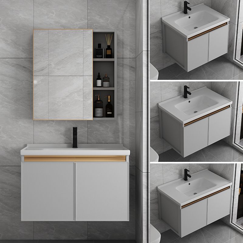 Wall Mount Bathroom Vanity Modern Gray Single-Sink Metal Frame Vanity Set Clearhalo 'Bathroom Remodel & Bathroom Fixtures' 'Bathroom Vanities' 'bathroom_vanities' 'Home Improvement' 'home_improvement' 'home_improvement_bathroom_vanities' 1200x1200_0fa29e1d-90ba-42fb-a25b-9cf89dd8f141