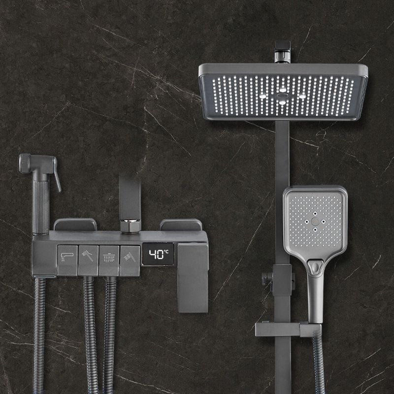 Square Shower Head Combo Wall Mount Digital Display with Rain Shower Head and Hand Shower Clearhalo 'Bathroom Remodel & Bathroom Fixtures' 'Home Improvement' 'home_improvement' 'home_improvement_shower_faucets' 'Shower Faucets & Systems' 'shower_faucets' 'Showers & Bathtubs Plumbing' 'Showers & Bathtubs' 1200x1200_0fa3833e-7f53-4480-850a-93b48106455c