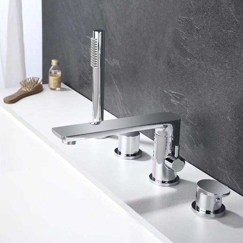Deck Mounted Tub Filler Copper Lever Handle Low Arc Handshower Tub Filler Clearhalo 'Bathroom Remodel & Bathroom Fixtures' 'Bathtub Faucets' 'bathtub_faucets' 'Home Improvement' 'home_improvement' 'home_improvement_bathtub_faucets' 1200x1200_0fa5101c-dcd2-40ba-a02c-8736d3110590