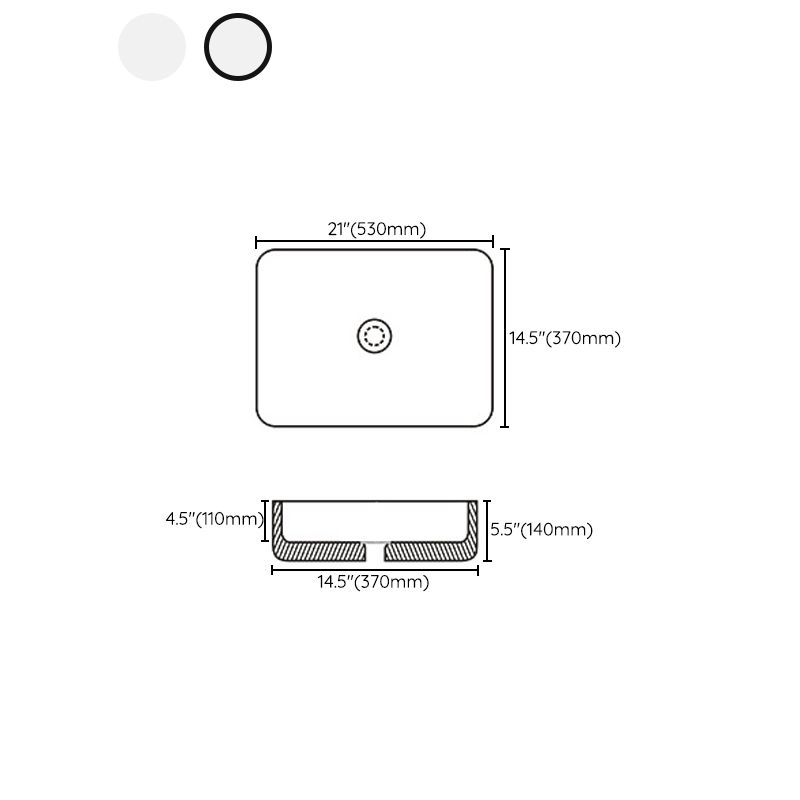 Contemporary Bathroom Sink with Pop-Up Drain Porcelain Rectangular Vessel Clearhalo 'Bathroom Remodel & Bathroom Fixtures' 'Bathroom Sinks & Faucet Components' 'Bathroom Sinks' 'bathroom_sink' 'Home Improvement' 'home_improvement' 'home_improvement_bathroom_sink' 1200x1200_0face2b4-f1d4-44cc-ae4c-c0f828b27e27