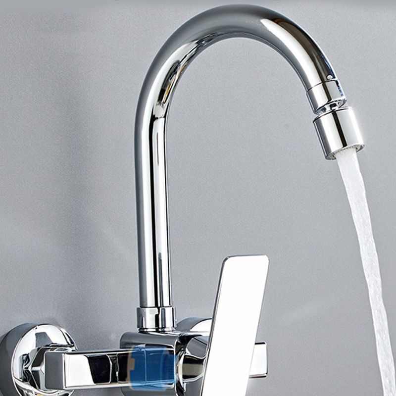 Modern Wall Mounted Single Handle Kitchen Faucet Metal Faucet in Chrome Clearhalo 'Home Improvement' 'home_improvement' 'home_improvement_kitchen_faucets' 'Kitchen Faucets' 'Kitchen Remodel & Kitchen Fixtures' 'Kitchen Sinks & Faucet Components' 'kitchen_faucets' 1200x1200_0fb800c8-5470-4be7-b5f0-83963563ede2