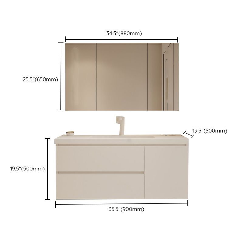 Drawers Vanity Set White Wood Rectangle Single Sink Wall Mount Bath Vanity with Mirror Clearhalo 'Bathroom Remodel & Bathroom Fixtures' 'Bathroom Vanities' 'bathroom_vanities' 'Home Improvement' 'home_improvement' 'home_improvement_bathroom_vanities' 1200x1200_0fc18c16-f114-4e78-abd4-fbb2a4808200