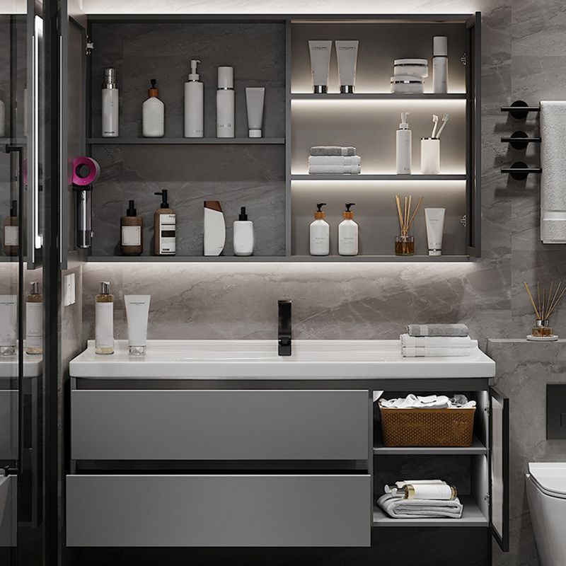 Contemporary Sink Vanity Bathroom Vanity Cabinet with Mirror Cabinet Clearhalo 'Bathroom Remodel & Bathroom Fixtures' 'Bathroom Vanities' 'bathroom_vanities' 'Home Improvement' 'home_improvement' 'home_improvement_bathroom_vanities' 1200x1200_0fd056b3-39b9-4930-a8ad-20ce16c0301c