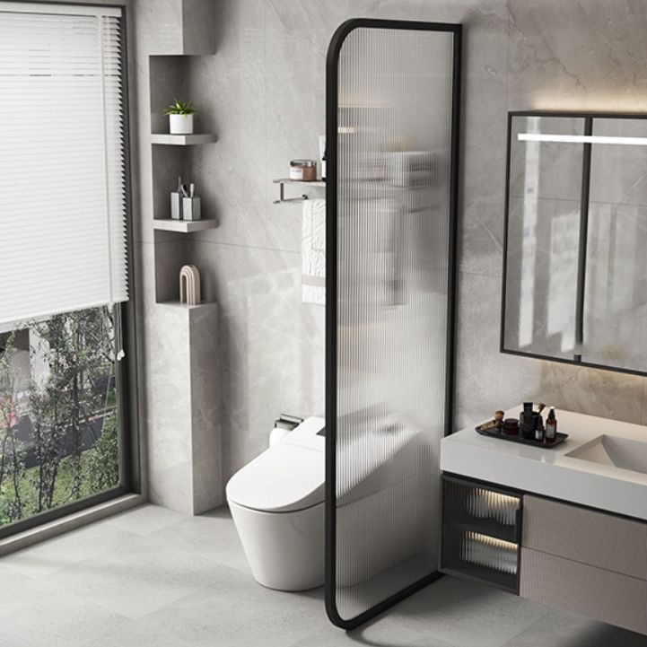 Frame Tempered Fixed Glass Panel Metal Fixed Glass Panel with Square Hardware Clearhalo 'Bathroom Remodel & Bathroom Fixtures' 'Home Improvement' 'home_improvement' 'home_improvement_shower_tub_doors' 'Shower and Tub Doors' 'shower_tub_doors' 'Showers & Bathtubs' 1200x1200_0fdba0ec-2d10-4d92-9c0c-e970d2b6ecfe