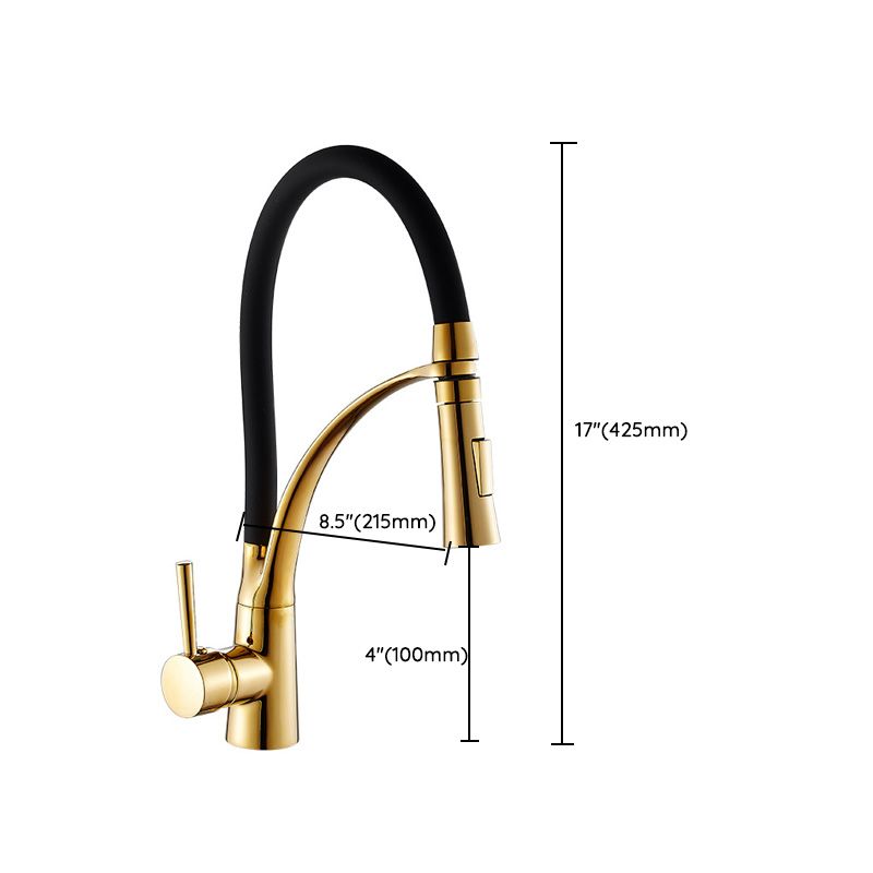 1-Hole Kitchen Faucet Metal Single Handle Kitchen Faucet with Pull Out Sprayer Clearhalo 'Home Improvement' 'home_improvement' 'home_improvement_kitchen_faucets' 'Kitchen Faucets' 'Kitchen Remodel & Kitchen Fixtures' 'Kitchen Sinks & Faucet Components' 'kitchen_faucets' 1200x1200_0fed3a79-6853-4824-b765-13b143f36df8