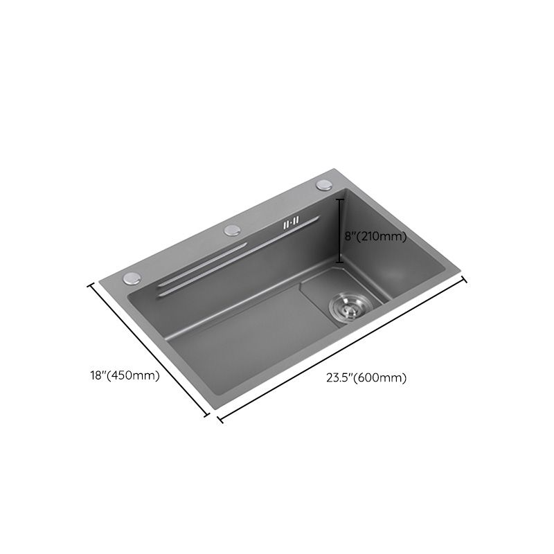 Grey Kitchen Sink Cutting Board Single Bowl Stainless Steel Top-Mount Kitchen Sink Clearhalo 'Home Improvement' 'home_improvement' 'home_improvement_kitchen_sinks' 'Kitchen Remodel & Kitchen Fixtures' 'Kitchen Sinks & Faucet Components' 'Kitchen Sinks' 'kitchen_sinks' 1200x1200_0fefa08f-4d08-47f3-a45d-0741c7067a4a