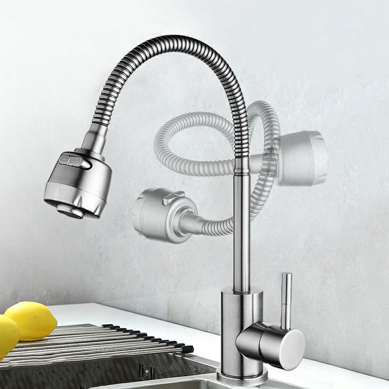 Modern Pot Filler 304 Stainless Steel Pre-rinse Spring Spout Kitchen Sink Faucet Clearhalo 'Home Improvement' 'home_improvement' 'home_improvement_kitchen_faucets' 'Kitchen Faucets' 'Kitchen Remodel & Kitchen Fixtures' 'Kitchen Sinks & Faucet Components' 'kitchen_faucets' 1200x1200_0ff1b6f5-3576-457b-b399-7faf3dd7cfbb