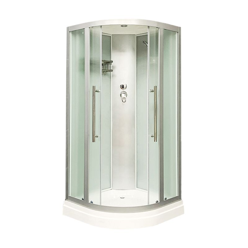 Round Double Sliding Shower Stall Corner Tempered Glass Shower Stall Clearhalo 'Bathroom Remodel & Bathroom Fixtures' 'Home Improvement' 'home_improvement' 'home_improvement_shower_stalls_enclosures' 'Shower Stalls & Enclosures' 'shower_stalls_enclosures' 'Showers & Bathtubs' 1200x1200_10143f8f-dec1-44f5-9e58-0f6bd5aa982b
