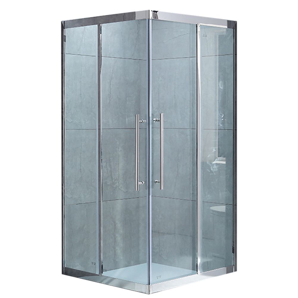 Double Sliding Corner Shower Enclosure Framed Tempered Glass Shower Enclosure Clearhalo 'Bathroom Remodel & Bathroom Fixtures' 'Home Improvement' 'home_improvement' 'home_improvement_shower_stalls_enclosures' 'Shower Stalls & Enclosures' 'shower_stalls_enclosures' 'Showers & Bathtubs' 1200x1200_1023790f-243b-4808-90cc-4a950daf399f