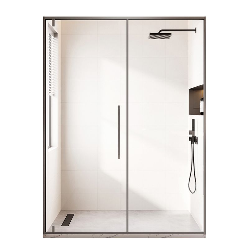 Pivot Shower Door Gray Semi Frameless Clear Glass Shower Screen Clearhalo 'Bathroom Remodel & Bathroom Fixtures' 'Home Improvement' 'home_improvement' 'home_improvement_shower_tub_doors' 'Shower and Tub Doors' 'shower_tub_doors' 'Showers & Bathtubs' 1200x1200_1025c967-d96b-4361-93cf-84b47d1f38ab