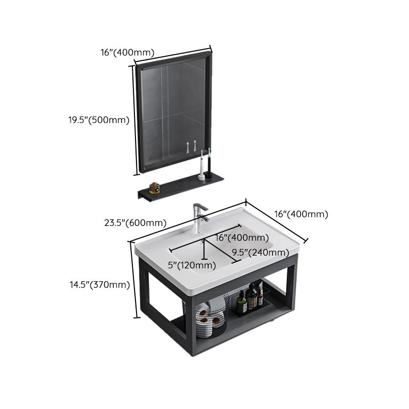 Bathroom Sink Vanity Rectangular Sink Storage Shelf Sink Vanity Clearhalo 'Bathroom Remodel & Bathroom Fixtures' 'Bathroom Vanities' 'bathroom_vanities' 'Home Improvement' 'home_improvement' 'home_improvement_bathroom_vanities' 1200x1200_102ac11e-36c8-4e59-837f-331f15ffe353