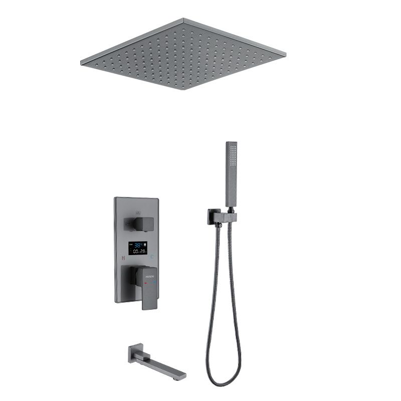 Shower System Grey Swivel Square Ceiling Mount Brass Modern Lever Handle Shower Set Clearhalo 'Bathroom Remodel & Bathroom Fixtures' 'Home Improvement' 'home_improvement' 'home_improvement_shower_faucets' 'Shower Faucets & Systems' 'shower_faucets' 'Showers & Bathtubs Plumbing' 'Showers & Bathtubs' 1200x1200_1030f154-c703-4bf4-85fa-239d157a7be0