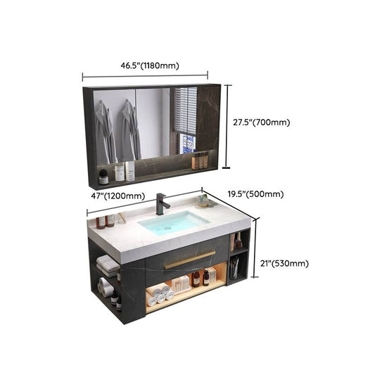 Wall Mount Single-Sink Modern Black Open Console with Sink Set Clearhalo 'Bathroom Remodel & Bathroom Fixtures' 'Bathroom Vanities' 'bathroom_vanities' 'Home Improvement' 'home_improvement' 'home_improvement_bathroom_vanities' 1200x1200_103344b4-eaeb-424b-9cef-5af0a6e40177