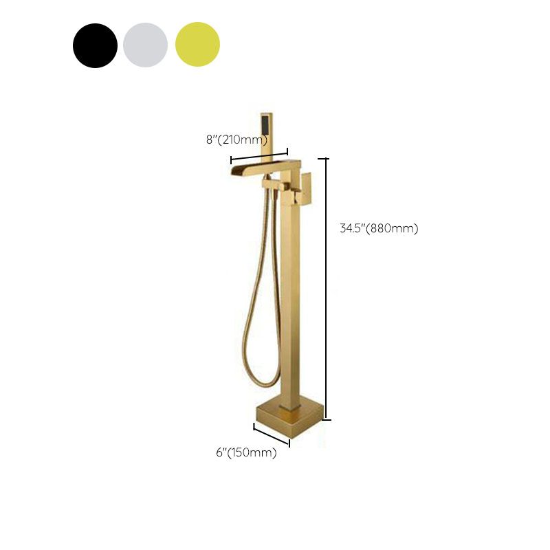 Brass Freestanding Tub Filler with Waterfall Spout Floor Mounted Bathroom Faucet Clearhalo 'Bathroom Remodel & Bathroom Fixtures' 'Bathtub Faucets' 'bathtub_faucets' 'Home Improvement' 'home_improvement' 'home_improvement_bathtub_faucets' 1200x1200_1048edac-7188-4b6d-8cf1-e07c947120e6