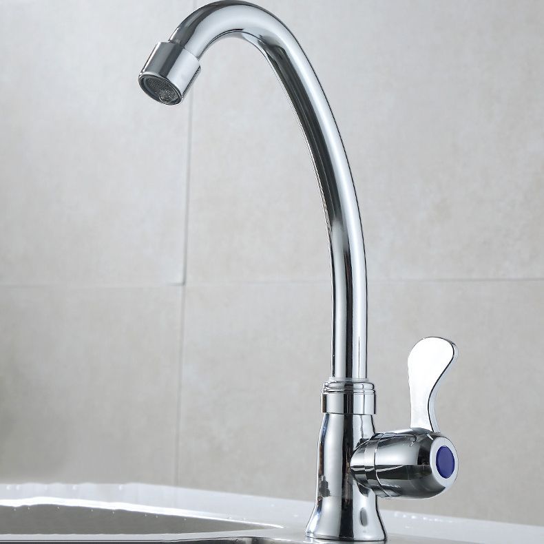 Contemporary Single Handle Bar Faucet 1-Hold Water Faucet in Chrome Clearhalo 'Home Improvement' 'home_improvement' 'home_improvement_kitchen_faucets' 'Kitchen Faucets' 'Kitchen Remodel & Kitchen Fixtures' 'Kitchen Sinks & Faucet Components' 'kitchen_faucets' 1200x1200_1049c1bc-8a96-4a80-b836-992d437f88fe