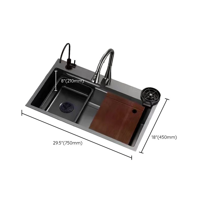 Black Kitchen Sink Single Bowl Cutting Board Top Mount Stainless Steel Kitchen Sink Clearhalo 'Home Improvement' 'home_improvement' 'home_improvement_kitchen_sinks' 'Kitchen Remodel & Kitchen Fixtures' 'Kitchen Sinks & Faucet Components' 'Kitchen Sinks' 'kitchen_sinks' 1200x1200_105c9fc5-4286-4d96-a8f7-a5f58eb7b93d