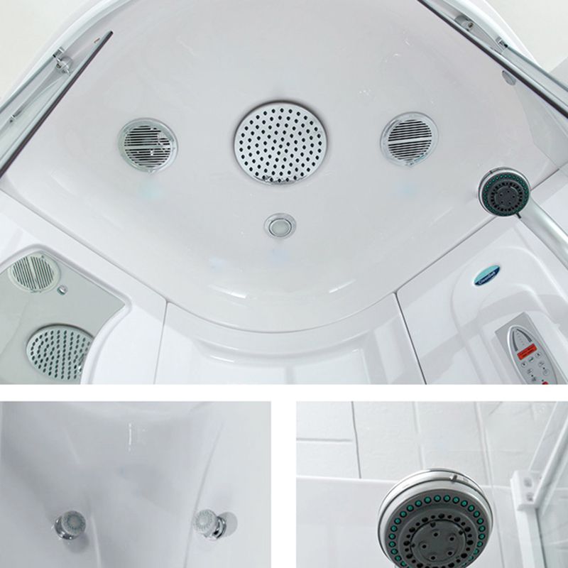 Neo-Round Shower Stall White Tempered Glass Shower Stall with Door Handles Clearhalo 'Bathroom Remodel & Bathroom Fixtures' 'Home Improvement' 'home_improvement' 'home_improvement_shower_stalls_enclosures' 'Shower Stalls & Enclosures' 'shower_stalls_enclosures' 'Showers & Bathtubs' 1200x1200_106ab4a2-8d63-400c-9277-898b4b52a275