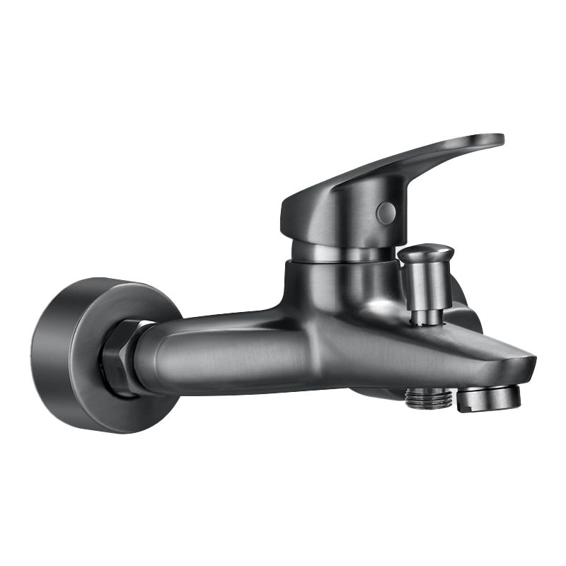 Low Arc Tub Faucet Hose Wall Mounted Single Lever Handle Tub Filler with Handshower Clearhalo 'Bathroom Remodel & Bathroom Fixtures' 'Bathtub Faucets' 'bathtub_faucets' 'Home Improvement' 'home_improvement' 'home_improvement_bathtub_faucets' 1200x1200_109a658b-0bd7-40d1-999d-fc0dc02ba619