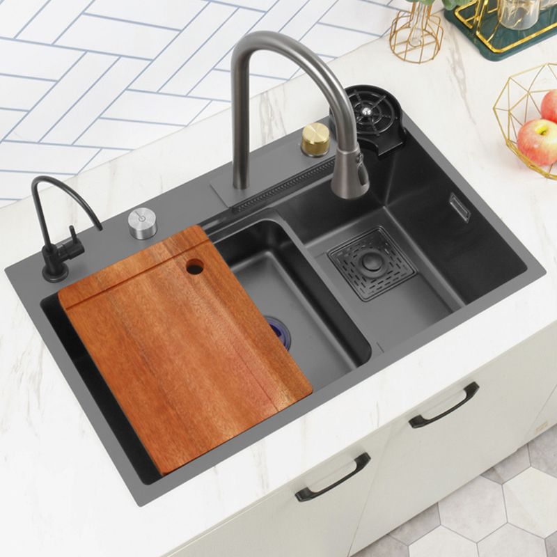 Contemporary Kitchen Sink Stainless Steel Friction Resistant Kitchen Sink with Faucet Clearhalo 'Home Improvement' 'home_improvement' 'home_improvement_kitchen_sinks' 'Kitchen Remodel & Kitchen Fixtures' 'Kitchen Sinks & Faucet Components' 'Kitchen Sinks' 'kitchen_sinks' 1200x1200_10d0fa66-cb4d-4585-8784-7d5eb95c672b
