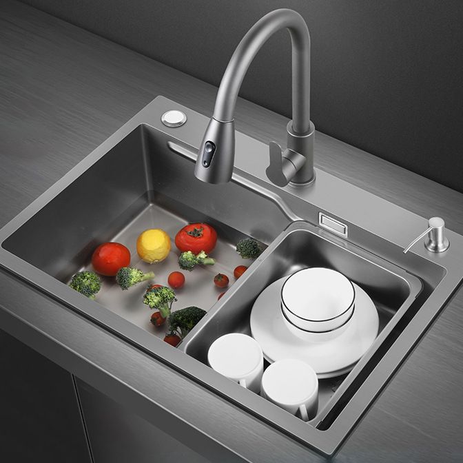Contemporary Kitchen Sink Double Bowl Kitchen Sink with Rectangular Shape Clearhalo 'Home Improvement' 'home_improvement' 'home_improvement_kitchen_sinks' 'Kitchen Remodel & Kitchen Fixtures' 'Kitchen Sinks & Faucet Components' 'Kitchen Sinks' 'kitchen_sinks' 1200x1200_10dab898-740c-4ff6-9ecb-459dce9b3c6b