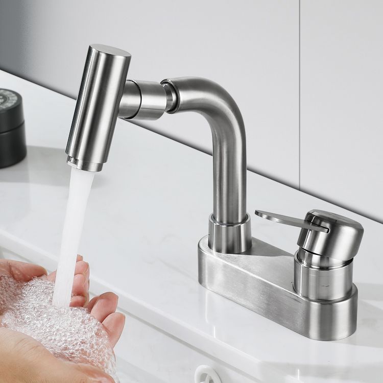 Centerset Bathroom Faucet Stainless Steel Lever Handle 2 Holes Swivel Vanity Sink Faucet Clearhalo 'Bathroom Remodel & Bathroom Fixtures' 'Bathroom Sink Faucets' 'Bathroom Sinks & Faucet Components' 'bathroom_sink_faucets' 'Home Improvement' 'home_improvement' 'home_improvement_bathroom_sink_faucets' 1200x1200_10e2ca82-5958-4337-8d4d-cee0fddb578f