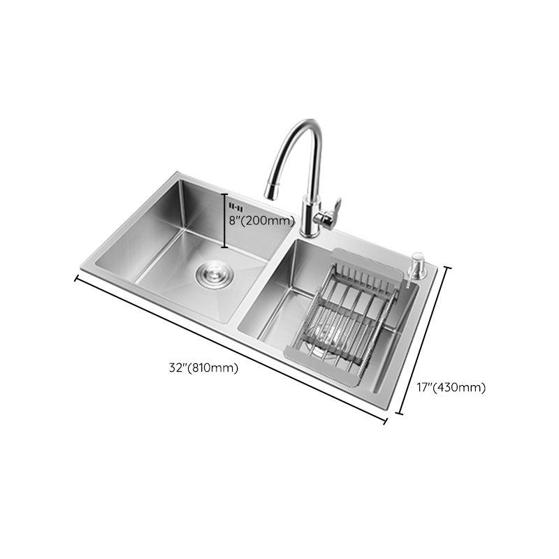 Classic Kitchen Sink Stainless Steel Corrosion Resistant Kitchen Sink with Basket Strainer Clearhalo 'Home Improvement' 'home_improvement' 'home_improvement_kitchen_sinks' 'Kitchen Remodel & Kitchen Fixtures' 'Kitchen Sinks & Faucet Components' 'Kitchen Sinks' 'kitchen_sinks' 1200x1200_10ee5b54-d084-4dbe-8050-6c2acda73ae3