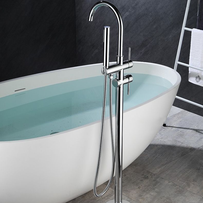 Floor Mounted Freestanding Bathtub Faucet Modern Style Metal Freestanding Faucet Clearhalo 'Bathroom Remodel & Bathroom Fixtures' 'Bathtub Faucets' 'bathtub_faucets' 'Home Improvement' 'home_improvement' 'home_improvement_bathtub_faucets' 1200x1200_110e54a3-b095-4220-bd9f-d7e40caece0f