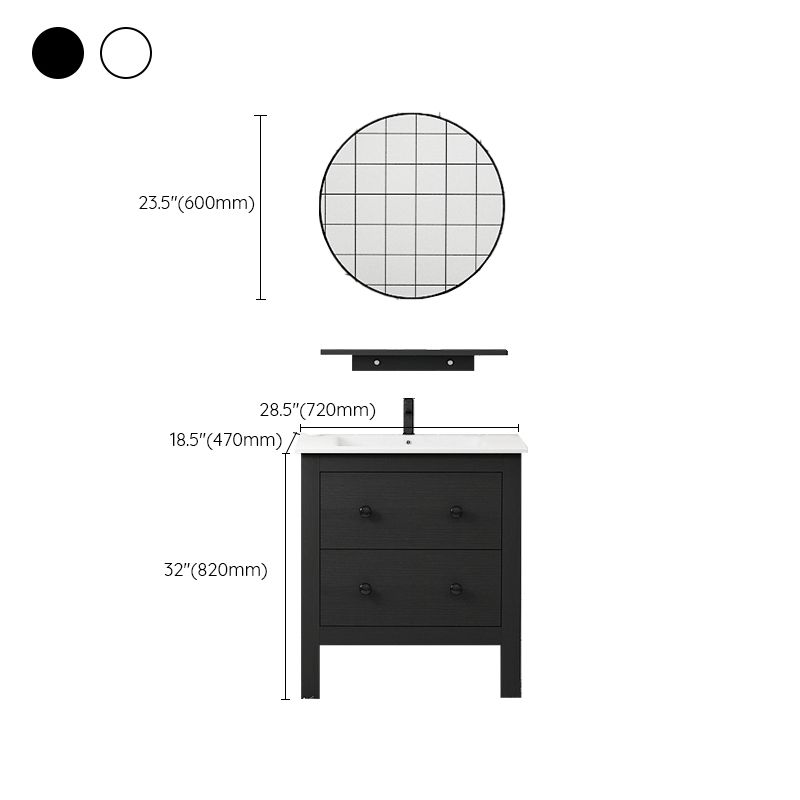 Freestanding Vanity Drawers Single Sink Rectangle Wood Frame Bathroom Vanity with Mirror Clearhalo 'Bathroom Remodel & Bathroom Fixtures' 'Bathroom Vanities' 'bathroom_vanities' 'Home Improvement' 'home_improvement' 'home_improvement_bathroom_vanities' 1200x1200_111550eb-50fe-4ab2-954f-59883a200e51