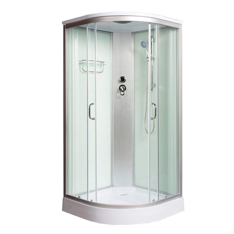Double Sliding Shower Stall Semi-Frameless 82.5" H Shower Stall in White Clearhalo 'Bathroom Remodel & Bathroom Fixtures' 'Home Improvement' 'home_improvement' 'home_improvement_shower_stalls_enclosures' 'Shower Stalls & Enclosures' 'shower_stalls_enclosures' 'Showers & Bathtubs' 1200x1200_113227c6-ab3f-41aa-9e75-08be4d7b0e84