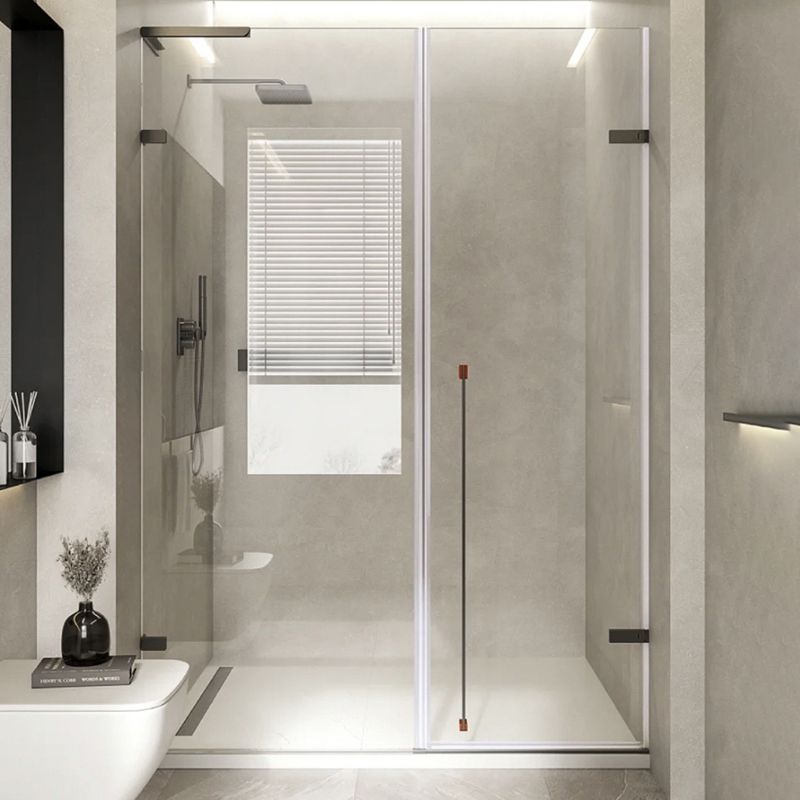 Tempered Hinged Shower Bath Door Transparent Frameless Shower Door Clearhalo 'Bathroom Remodel & Bathroom Fixtures' 'Home Improvement' 'home_improvement' 'home_improvement_shower_tub_doors' 'Shower and Tub Doors' 'shower_tub_doors' 'Showers & Bathtubs' 1200x1200_11420c1e-1fa5-431a-83a3-c693069726f1