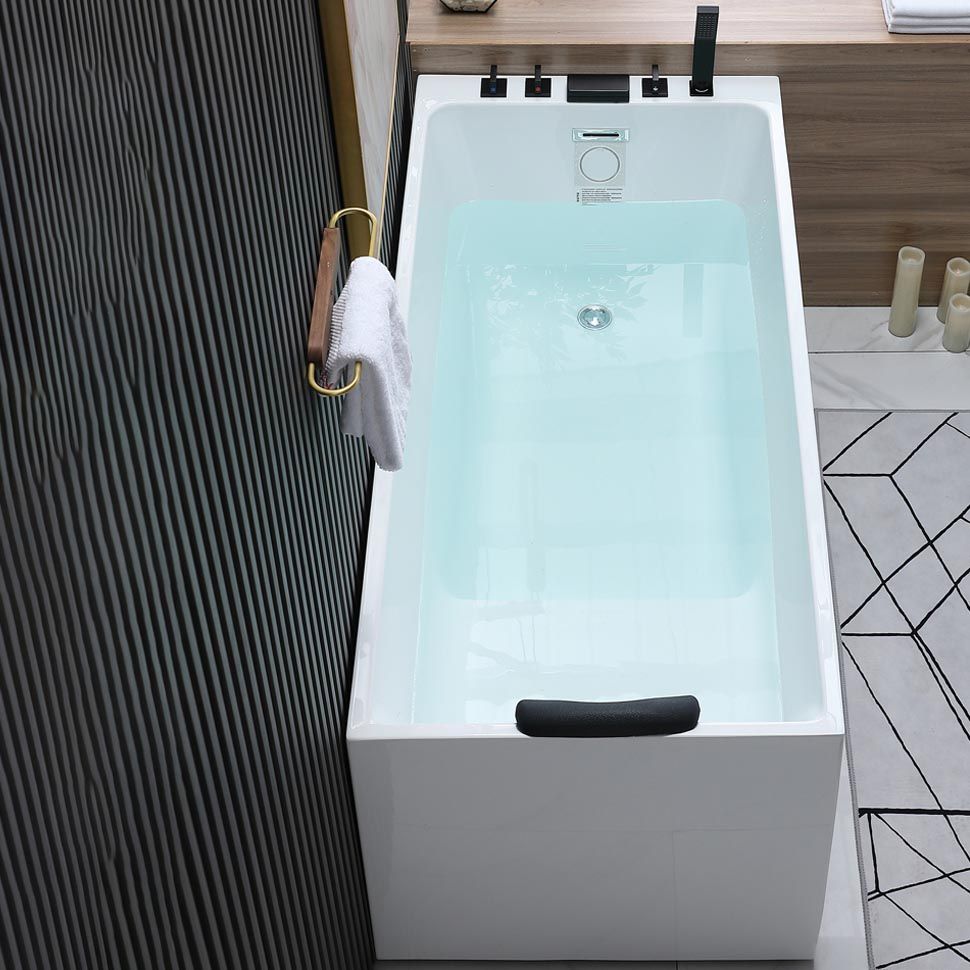 Modern Rectangular Bath Tub Acrylic Alcove Tub for Home in White ...