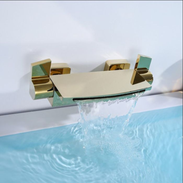 Lever Handle Wall Mounted Contemporary Low Arc Metal Wall Mount Clearhalo 'Bathroom Remodel & Bathroom Fixtures' 'Bathtub Faucets' 'bathtub_faucets' 'Home Improvement' 'home_improvement' 'home_improvement_bathtub_faucets' 1200x1200_116cd74e-75ca-47ea-98c5-612558173a24