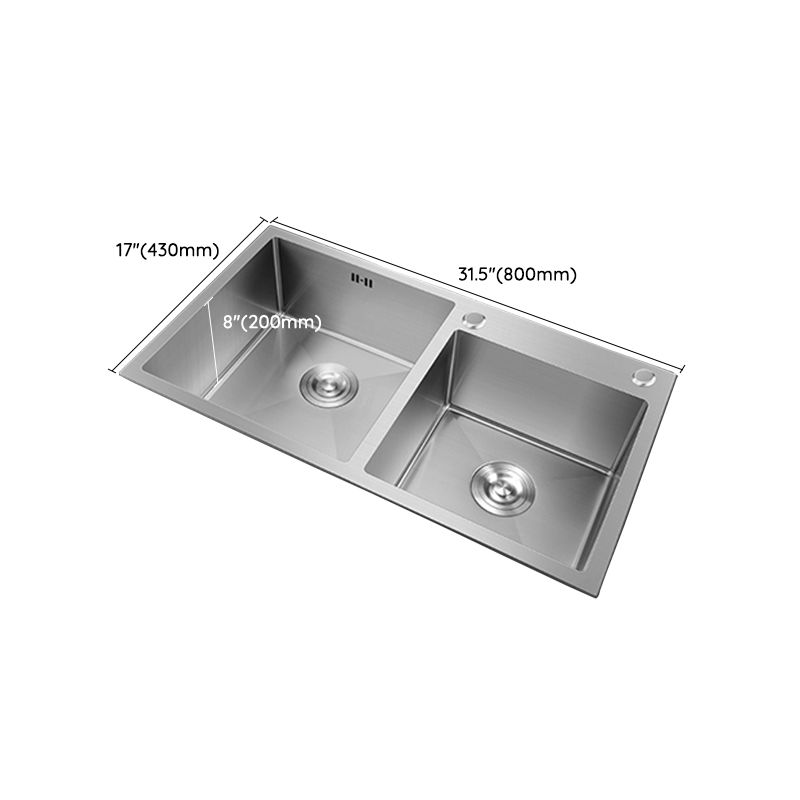 Double Bowl Kitchen Sink Stainless Steel Workstation Sink with Drain Assembly Clearhalo 'Home Improvement' 'home_improvement' 'home_improvement_kitchen_sinks' 'Kitchen Remodel & Kitchen Fixtures' 'Kitchen Sinks & Faucet Components' 'Kitchen Sinks' 'kitchen_sinks' 1200x1200_116d67b5-63d0-4884-a550-caec695bf089