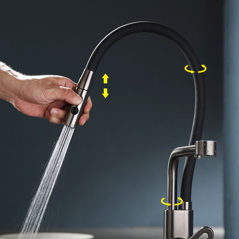 Modern Pull Down Single Handle Kitchen Faucet Desk Mounted Faucet Clearhalo 'Home Improvement' 'home_improvement' 'home_improvement_kitchen_faucets' 'Kitchen Faucets' 'Kitchen Remodel & Kitchen Fixtures' 'Kitchen Sinks & Faucet Components' 'kitchen_faucets' 1200x1200_11814862-1844-478d-820b-6a4c264ff2b9