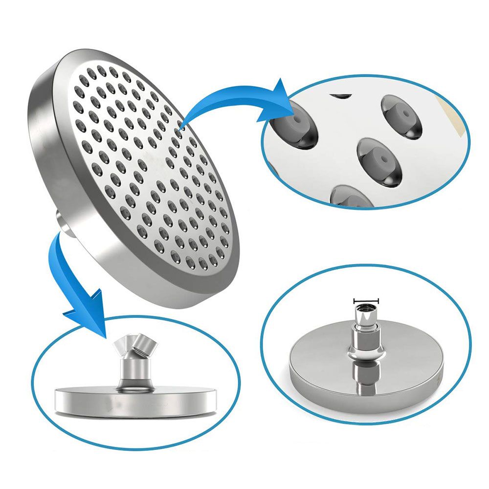 Contemporary Fixed Shower Head Round Metal Spray Head in Silver Clearhalo 'Bathroom Remodel & Bathroom Fixtures' 'Home Improvement' 'home_improvement' 'home_improvement_shower_heads' 'Shower Heads' 'shower_heads' 'Showers & Bathtubs Plumbing' 'Showers & Bathtubs' 1200x1200_11903d8b-6808-4a54-aafc-870d5f55fc72