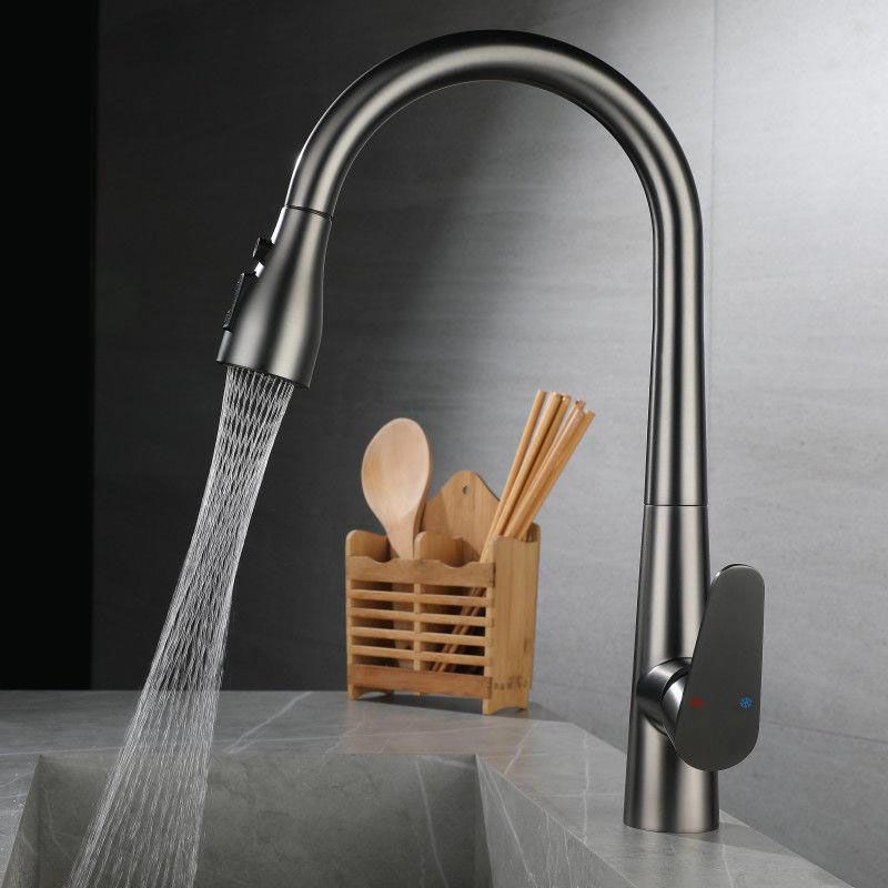 Contemporary Gooseneck Faucet One Handle Kitchen Faucet High Arch Water Filler Clearhalo 'Home Improvement' 'home_improvement' 'home_improvement_kitchen_faucets' 'Kitchen Faucets' 'Kitchen Remodel & Kitchen Fixtures' 'Kitchen Sinks & Faucet Components' 'kitchen_faucets' 1200x1200_1195ce0f-8f2d-4cda-8a52-940f06f12231