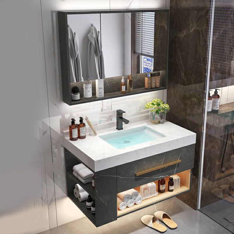 Wall Mount Single-Sink Modern Black Open Console with Sink Set Clearhalo 'Bathroom Remodel & Bathroom Fixtures' 'Bathroom Vanities' 'bathroom_vanities' 'Home Improvement' 'home_improvement' 'home_improvement_bathroom_vanities' 1200x1200_11c8dfd6-dcc0-41b9-91b8-577a0b4fac22