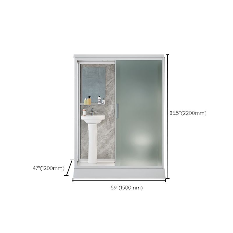 Contemporary Shower Stall Frosted Shower Stall with White Base Clearhalo 'Bathroom Remodel & Bathroom Fixtures' 'Home Improvement' 'home_improvement' 'home_improvement_shower_stalls_enclosures' 'Shower Stalls & Enclosures' 'shower_stalls_enclosures' 'Showers & Bathtubs' 1200x1200_11dbaf9f-a1a1-4224-acca-7db355653e62