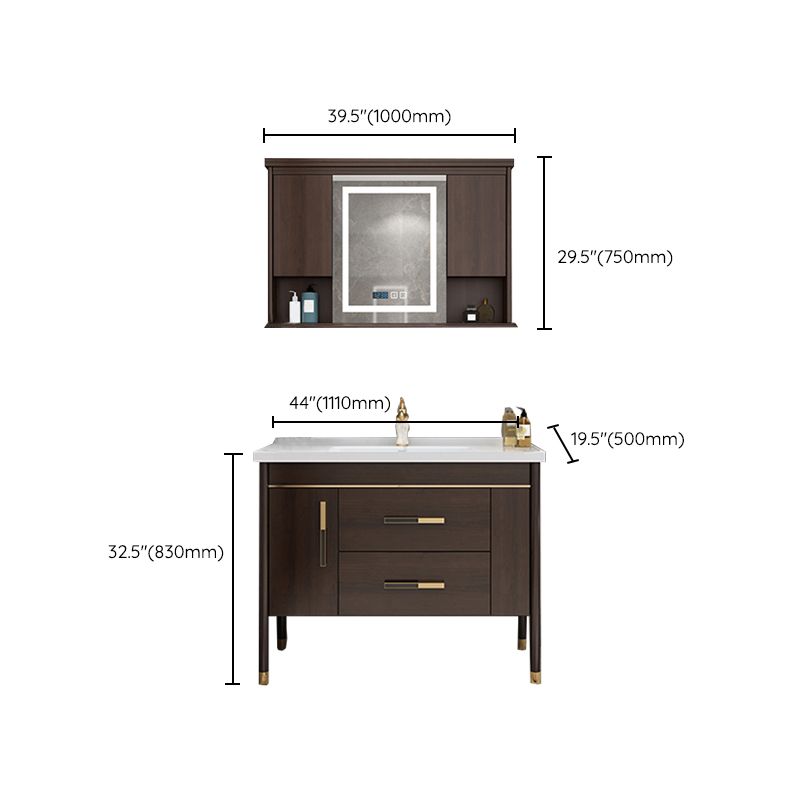 Wood Frame Bathroom Vanity Drawers Single Sink Rectangle Freestanding Vanity with Mirror Clearhalo 'Bathroom Remodel & Bathroom Fixtures' 'Bathroom Vanities' 'bathroom_vanities' 'Home Improvement' 'home_improvement' 'home_improvement_bathroom_vanities' 1200x1200_11f45f02-3f7e-48d7-954f-ce6465902d18