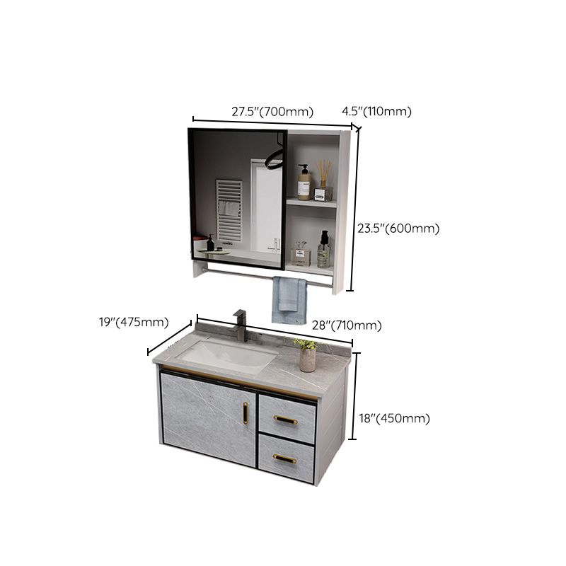 Glam Metal Sink Vanity Wall Mount Bathroom Vanity Set with Mirror Clearhalo 'Bathroom Remodel & Bathroom Fixtures' 'Bathroom Vanities' 'bathroom_vanities' 'Home Improvement' 'home_improvement' 'home_improvement_bathroom_vanities' 1200x1200_11ffba40-6d86-4363-97ac-08d071c3720d