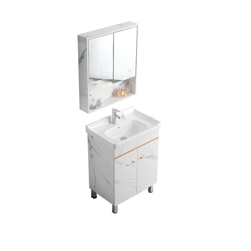 Rectangle Vanity Set White Single Sink Mirror Freestanding Bathroom Vanity with Door Clearhalo 'Bathroom Remodel & Bathroom Fixtures' 'Bathroom Vanities' 'bathroom_vanities' 'Home Improvement' 'home_improvement' 'home_improvement_bathroom_vanities' 1200x1200_1203b5cc-2c7e-4fbf-ad13-9dfb5f79f6a5