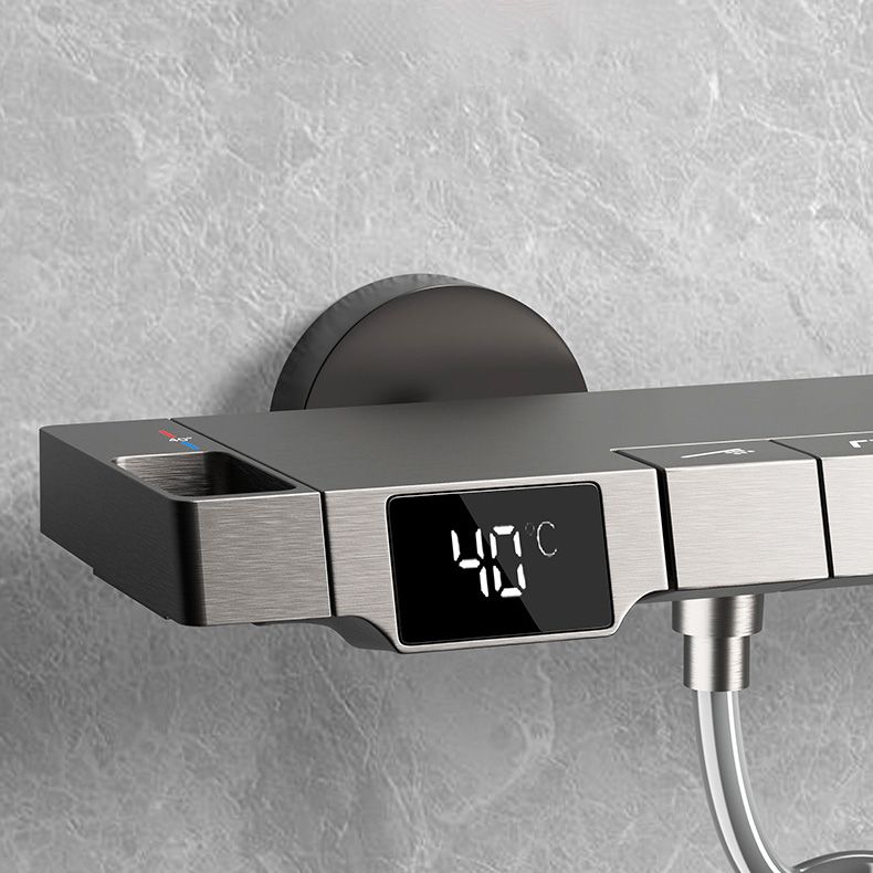 Wall Mounted Modern Square Metal Shower Brass Shower Head Shower Faucet in Gray Clearhalo 'Bathroom Remodel & Bathroom Fixtures' 'Home Improvement' 'home_improvement' 'home_improvement_shower_faucets' 'Shower Faucets & Systems' 'shower_faucets' 'Showers & Bathtubs Plumbing' 'Showers & Bathtubs' 1200x1200_120dba93-0d38-4945-8268-7b3501cddcf9