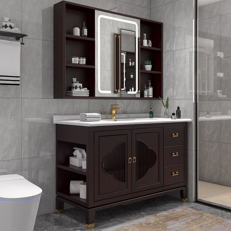 Traditional Bathroom Vanity Wood Standalone Cabinet and Shelving Included Vanity Set Clearhalo 'Bathroom Remodel & Bathroom Fixtures' 'Bathroom Vanities' 'bathroom_vanities' 'Home Improvement' 'home_improvement' 'home_improvement_bathroom_vanities' 1200x1200_12128437-2063-4edc-8ae0-f82900442598