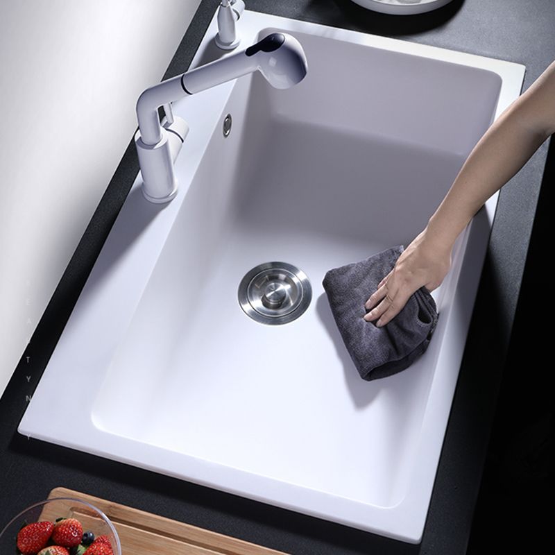 Quartz Kitchen Sink Contemporary 1-Bowl Kitchen Sink with Strainer Clearhalo 'Home Improvement' 'home_improvement' 'home_improvement_kitchen_sinks' 'Kitchen Remodel & Kitchen Fixtures' 'Kitchen Sinks & Faucet Components' 'Kitchen Sinks' 'kitchen_sinks' 1200x1200_1218bc81-c935-4ea1-a8fa-e4c30ebb52a4